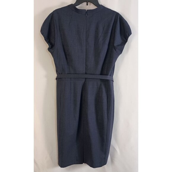 Banana Republic Stretch V-Neck Short Sleeve Belted Wool Blwns Dress Size 14P - Picture 3 of 9